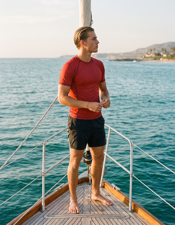 Short Sleeve Rashguard + Swim Trunks