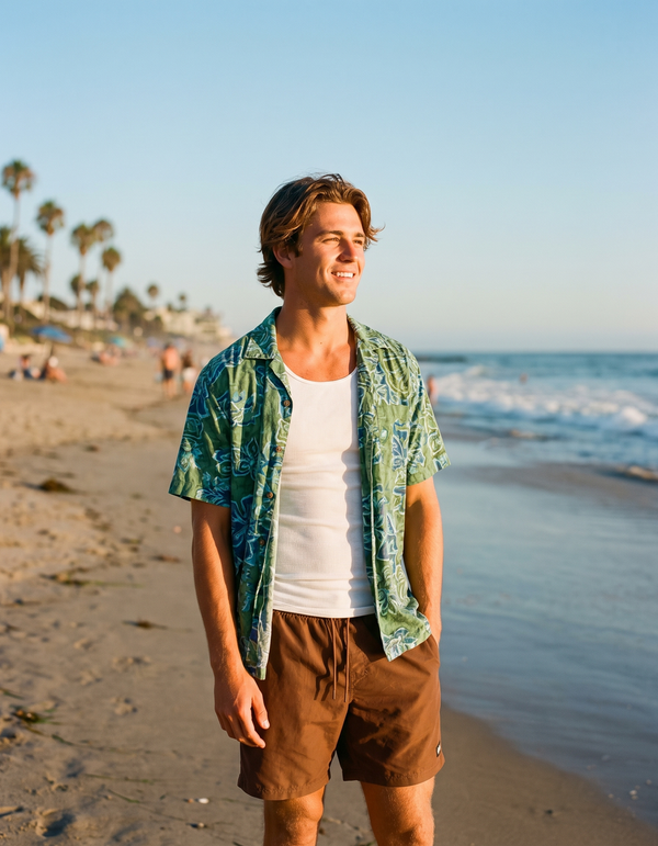 Hawaiian Shirts + Swim Trunks + Tank Top