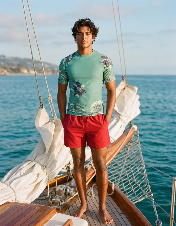 Short Sleeve Rashguard + Swim Trunks