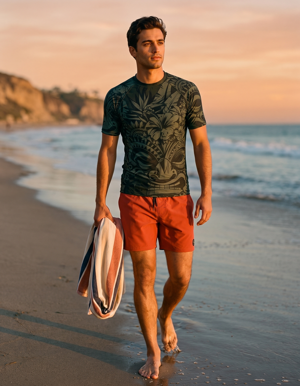 Short Sleeve Rashguard + Swim Trunks