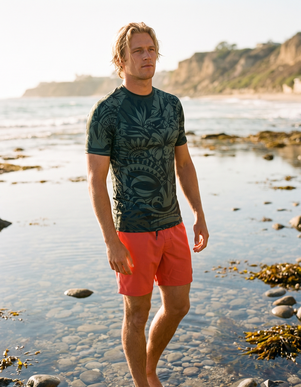 Short Sleeve Rashguard + Swim Trunks