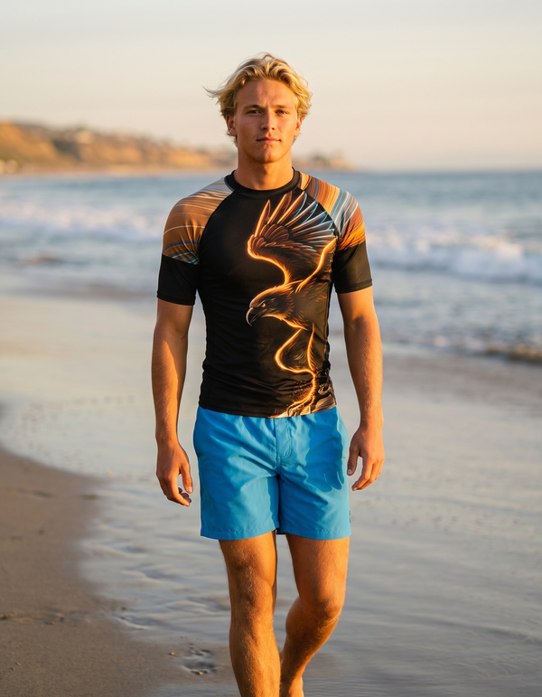 Short Sleeve Rashguard + Swim Trunks