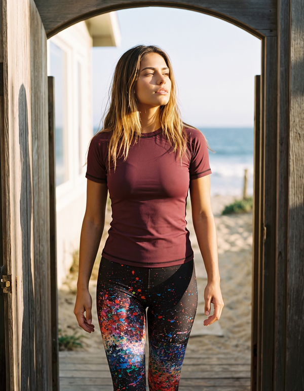 Swim/Gym Capri Leggings + Short Sleeve Rashguard