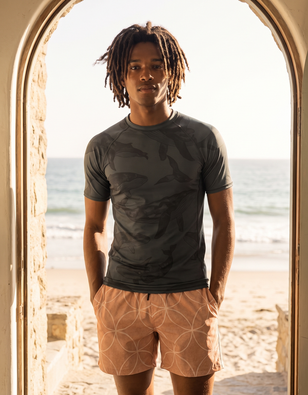 Short Sleeve Rashguard + Swim Trunks
