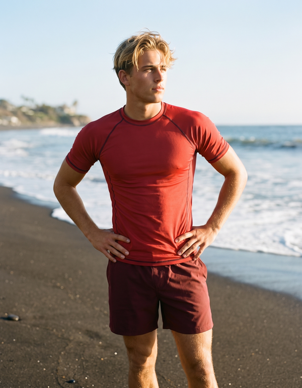 Short Sleeve Rashguard + Swim Trunks