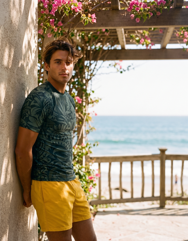Short Sleeve Rashguard + Swim Trunks
