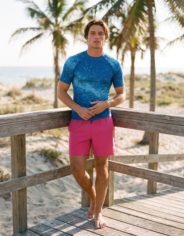 Short Sleeve Rashguard + Swim Trunks