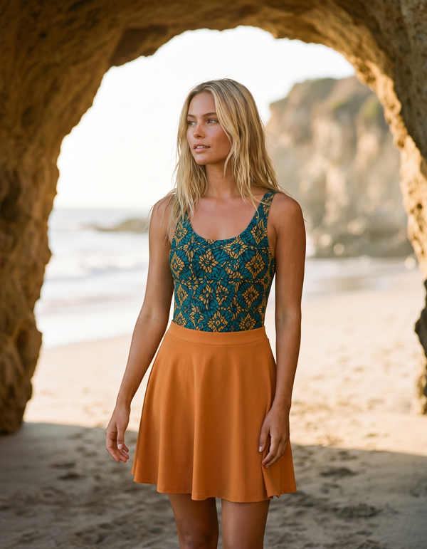 One-Piece + Swim/Gym Beach Skirt