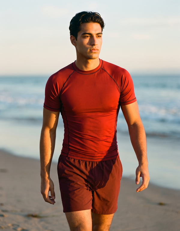 Short Sleeve Rashguard + Swim Trunks