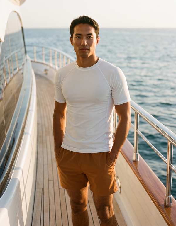 Short Sleeve Rashguard + Swim Trunks