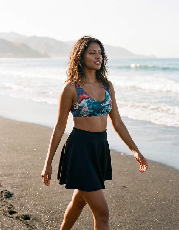 Bikini Top + Swim/Gym Beach Skirt