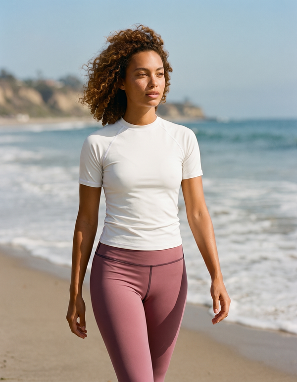 Short Sleeve Rashguard + Swim/Gym Leggings