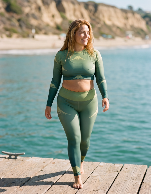 Crop Rashguard + Swim/Gym Plus Size Leggings