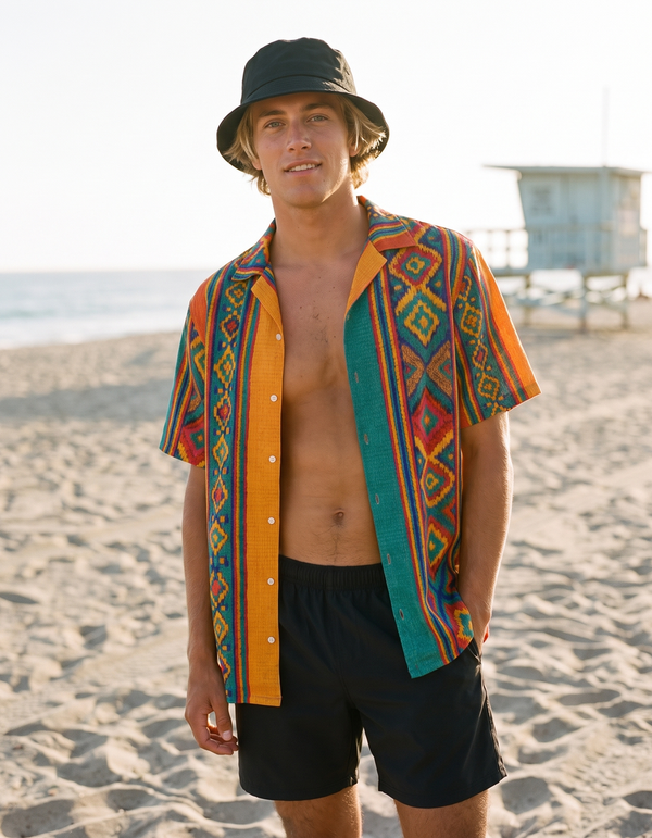Hawaiian Shirts + Swim Trunks + Bucket Hat