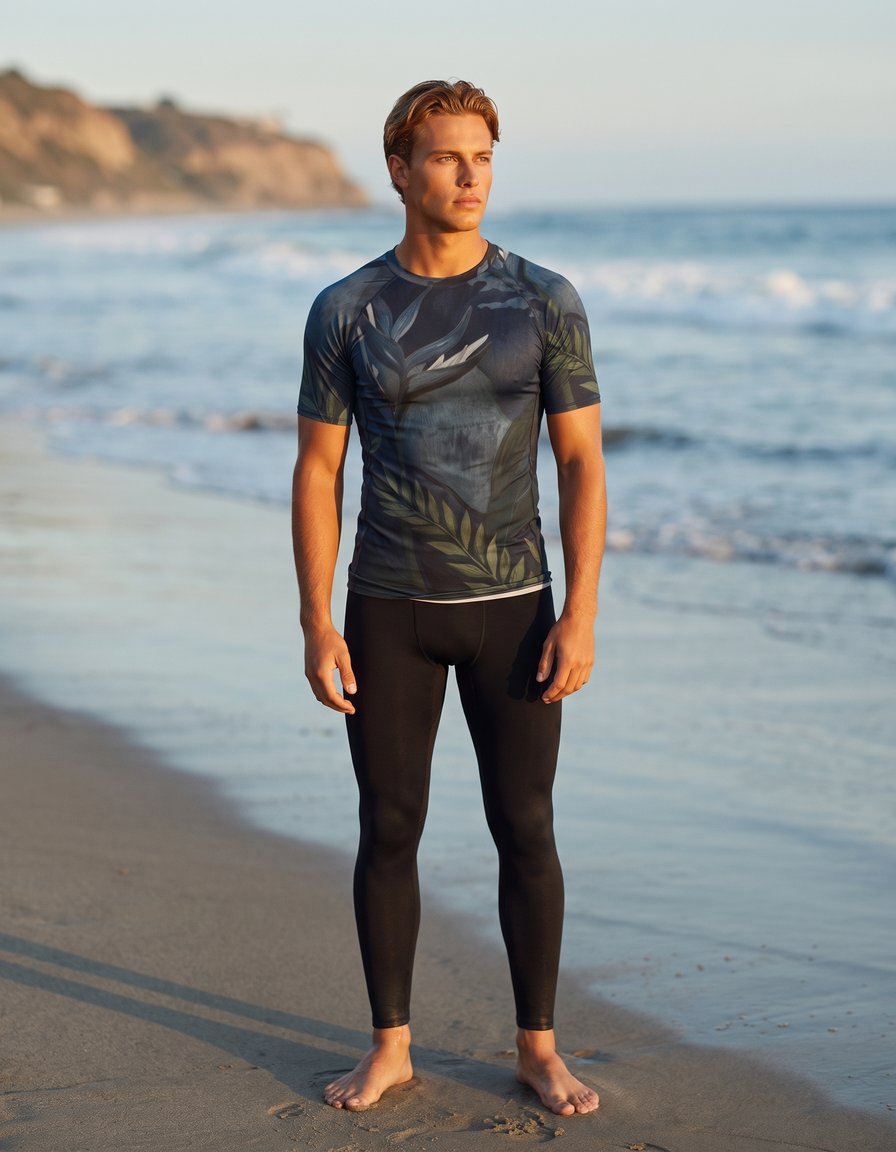 Short Sleeve Rashguard + Swim/Gym Leggings