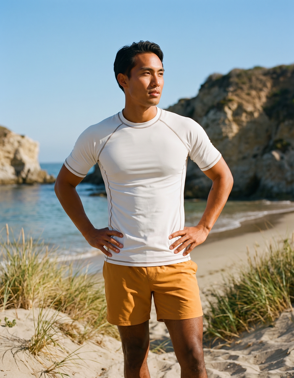 Short Sleeve Rashguard + Swim Trunks