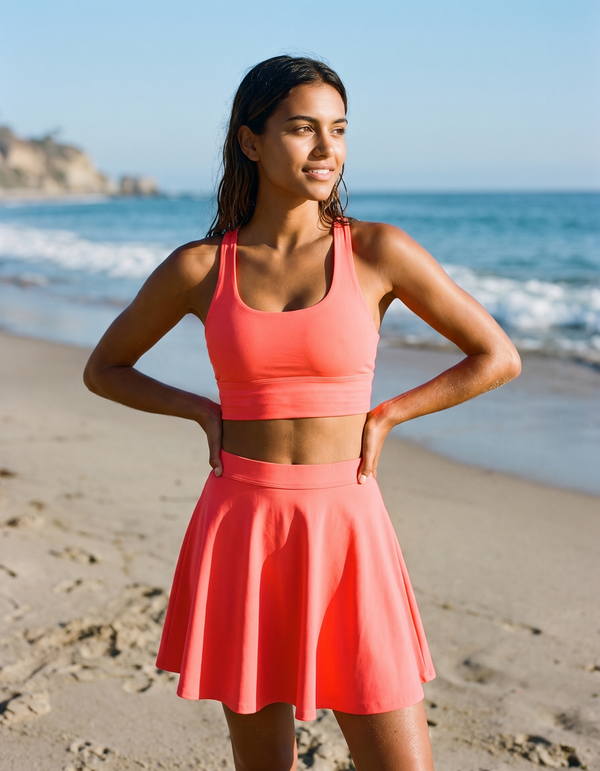 Swim/Gym Sports Bra + Beach Skirt