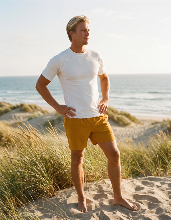 Short Sleeve Rashguard + Swim Trunks