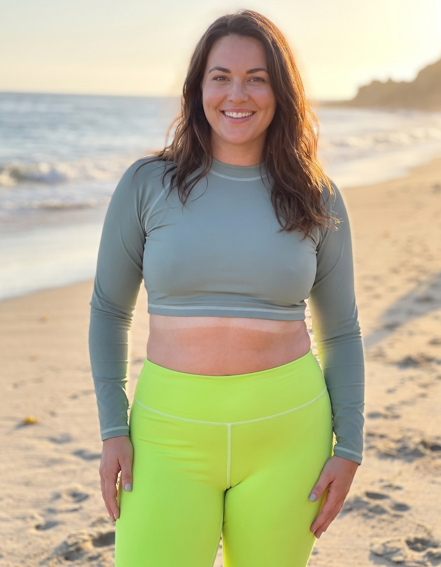 Crop Rashguard + Swim/Gym Plus Size Leggings — view 1 of 4