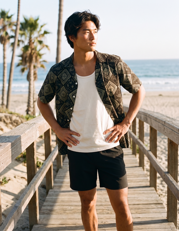 Hawaiian Shirts + Swim Trunks + Tank Top