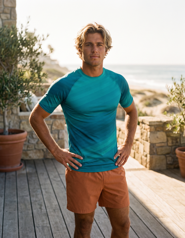 Short Sleeve Rashguard + Swim Trunks