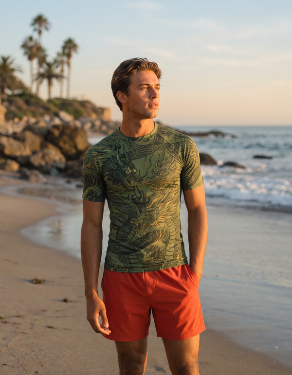 Short Sleeve Rashguard + Swim Trunks