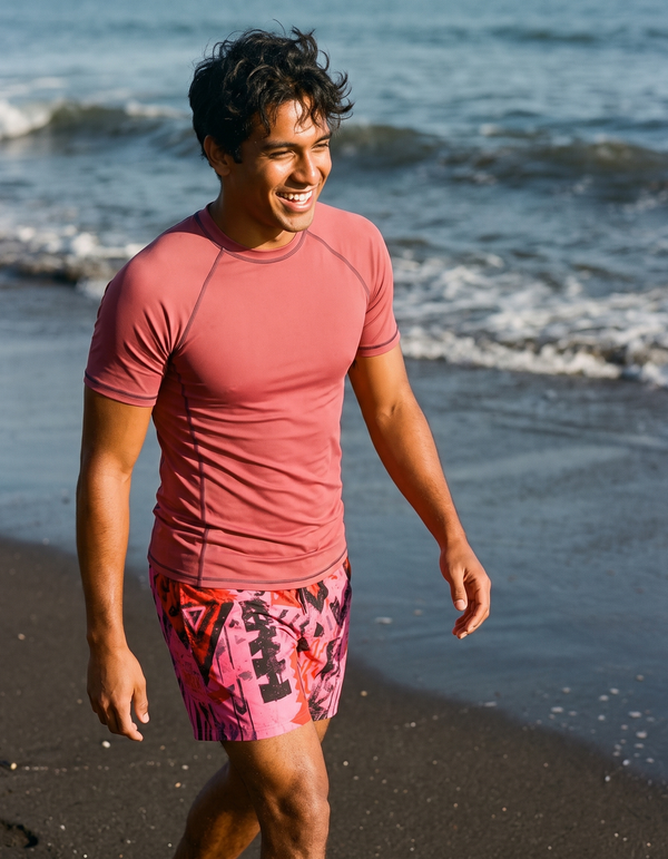 Short Sleeve Rashguard + Swim Trunks