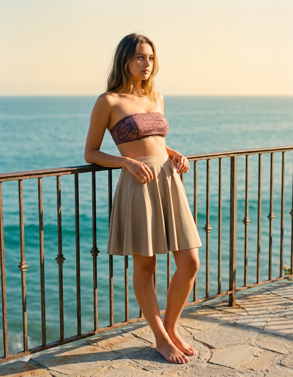 Bikini Top + Swim/Gym Beach Skirt