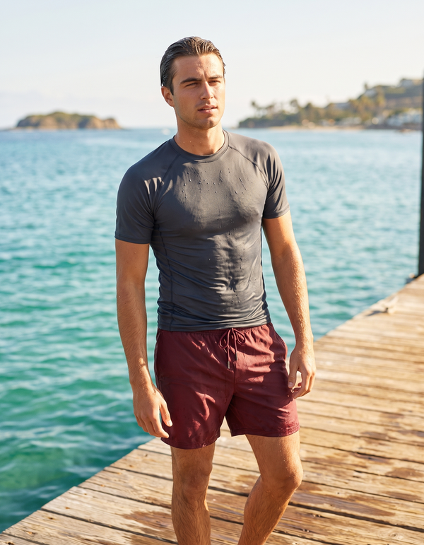 Short Sleeve Rashguard + Swim Trunks