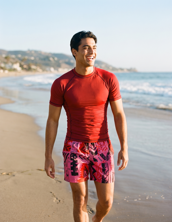 Short Sleeve Rashguard + Swim Trunks