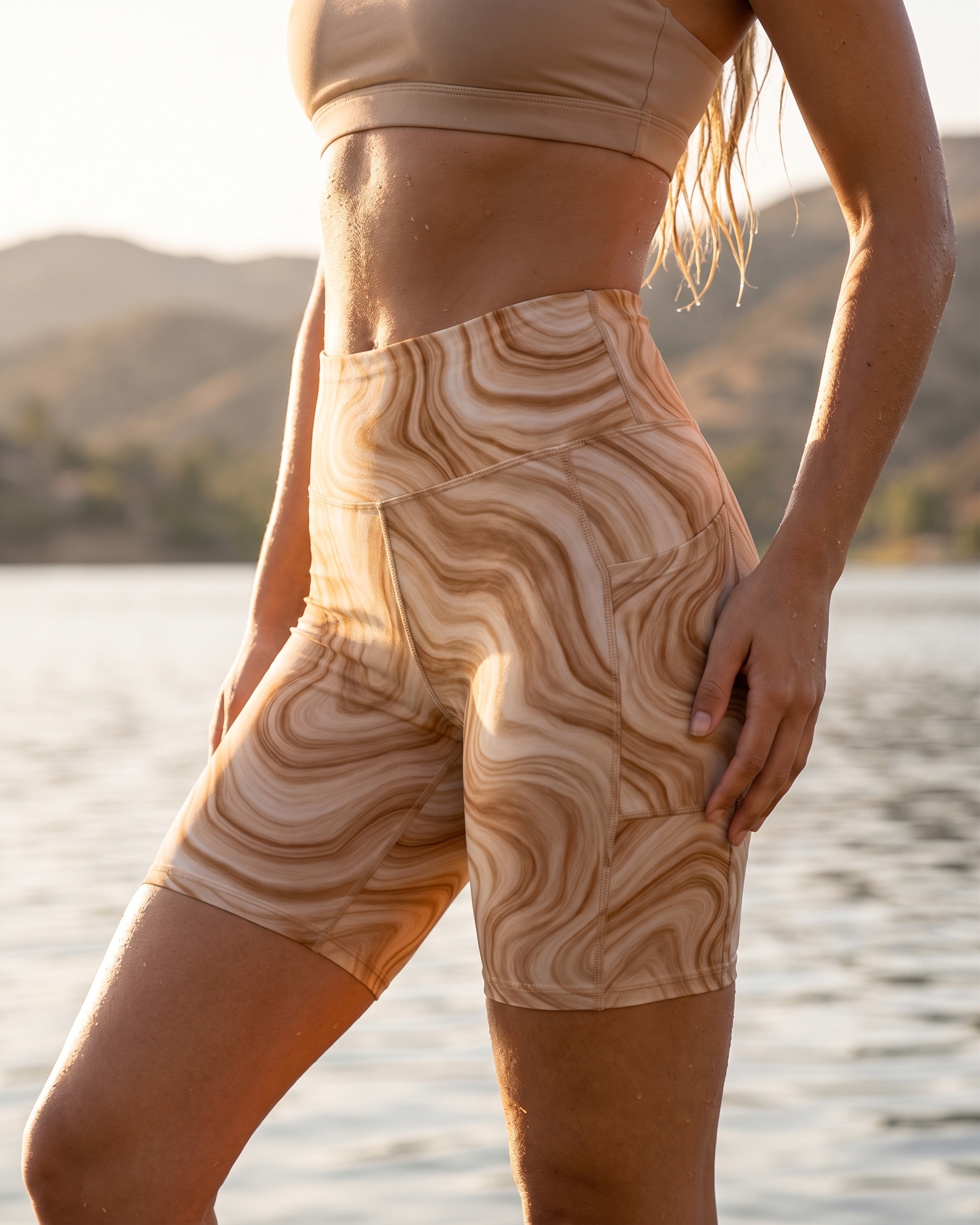 Biker shorts in Amber Haze Nebula