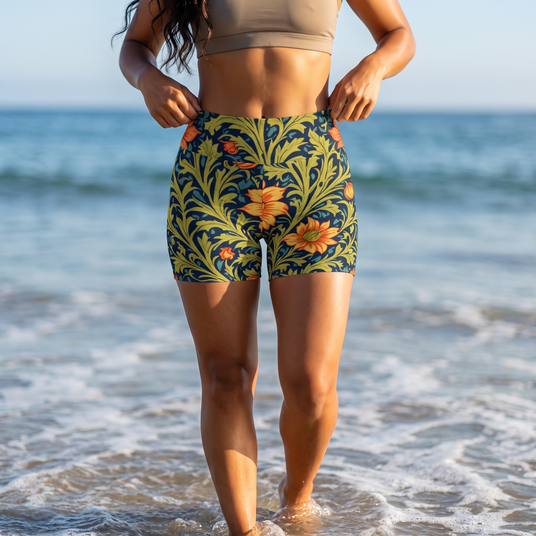High-Rise shorts in Acanthus