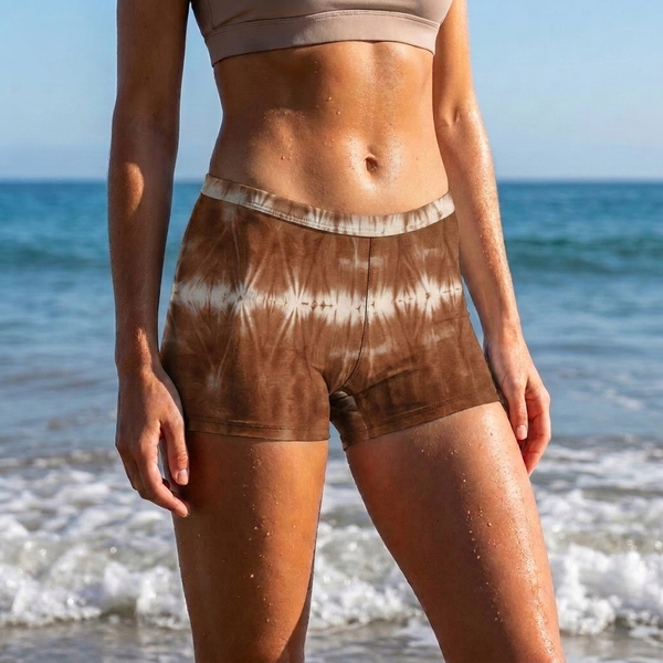 Women's Burnt Sienna Aqua Mid-Rise Shorts