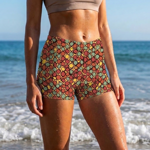 Burnt Sienna Kaleidoscope women's mid-rise shorts