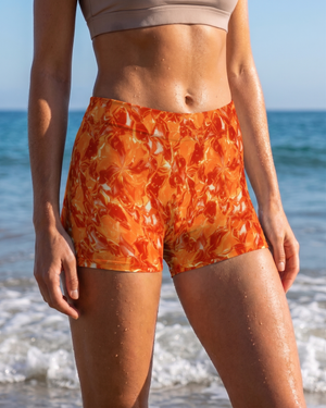 Citrus Orange Nebula Mid-Rise Shorts bikini — Lolekai