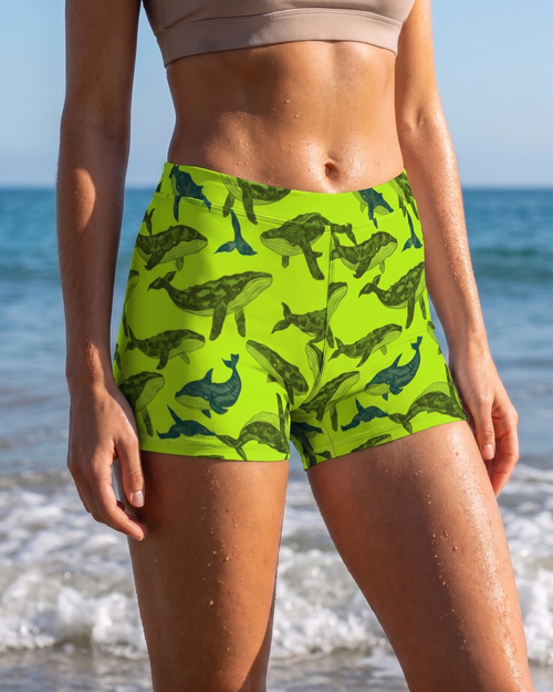 Neon Green Breeze Mid-Rise Shorts Short Shorts — Lolekai