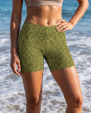 Runway Chartreuse Banyu Mid-Rise Shorts bikini — Lolekai
