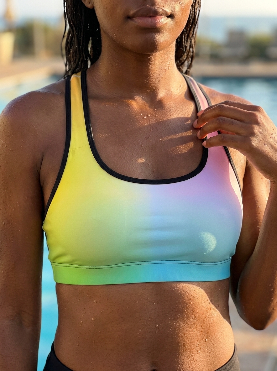 Swim/Gym Bra in Runway Emerald Prism