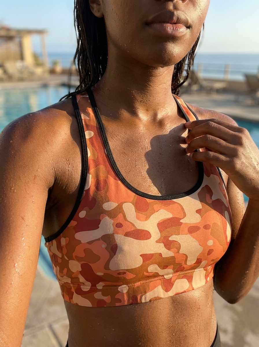 Swim/Gym Bra in Coral Veil