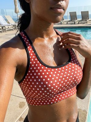 Marina Brick Polka Swim & Gym Bra Sports Bra — Lolekai