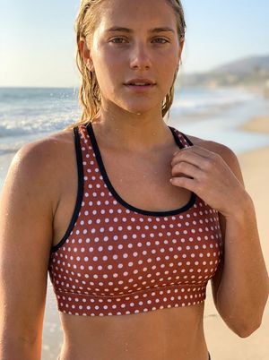 Burnished Lilac Rust Polka Swim & Gym Bra Sports Bra — Lolekai