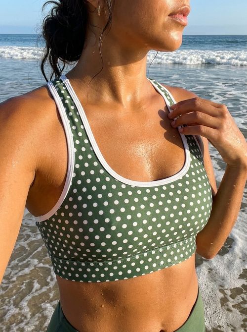 Burnished Lilac Forest Polka Swim & Gym Bra Sports Bra — Lolekai