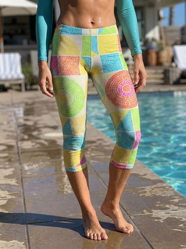 Mosaic Collection swim & gym capri leggings