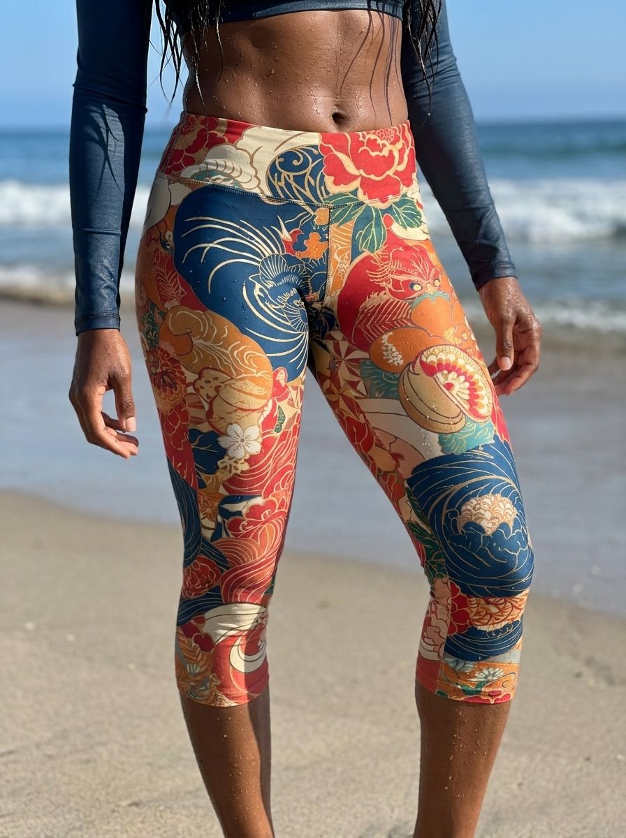 Coral Nami Leggings Capri Leggings — Lolekai