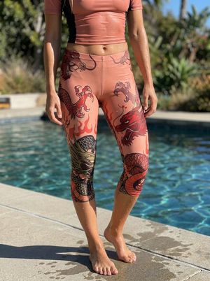 Coral Vortex swim & gym leggings