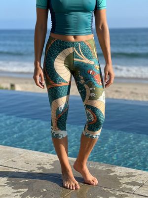 Transformative Teal Narin swim & gym capri leggings