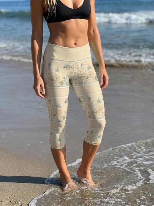 Cream Capri Chorus swim & gym capri leggings