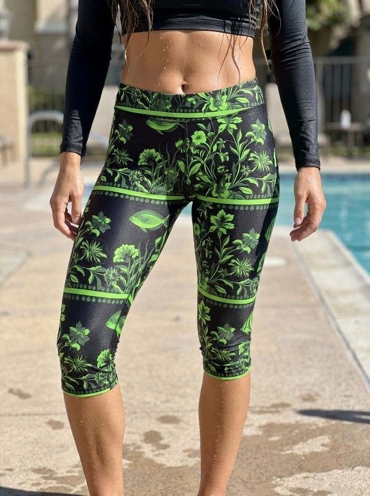 Neon Green Reef Chorus swim & gym leggings