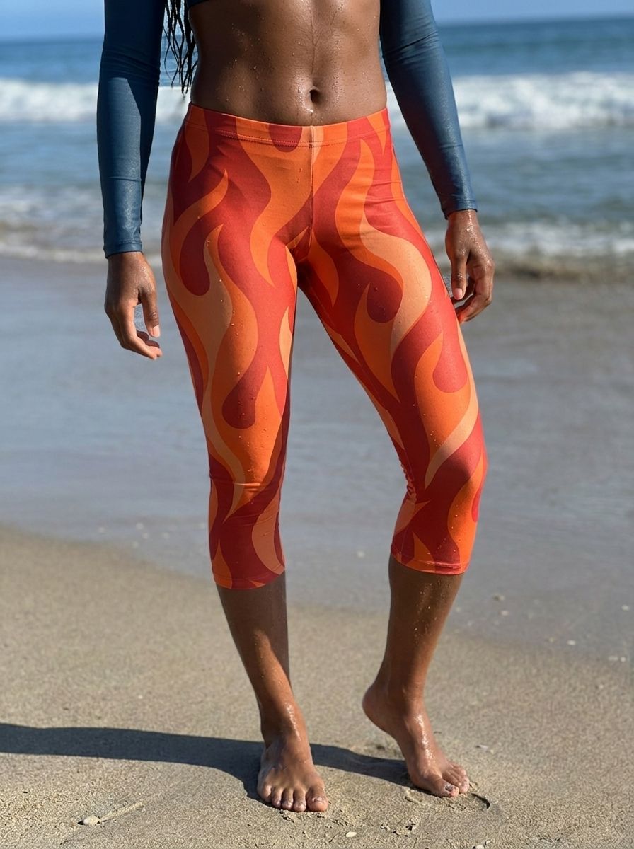 Coral Flicker Capri Leggings Capri Leggings — Lolekai