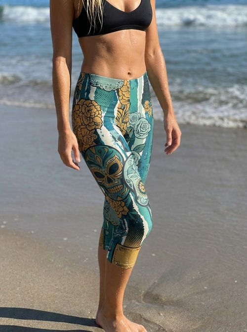 Alexandrite Cempasuchil Capri Leggings
